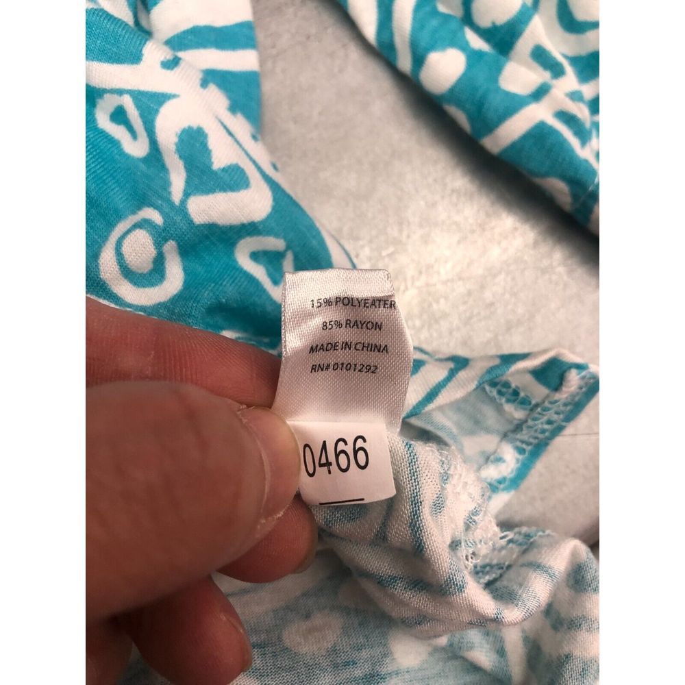 Lulu B Blouse‎ Top Womens XL Blue White Geometric 3/4 Sleeve Lightweight Beach - Picture 8 of 10